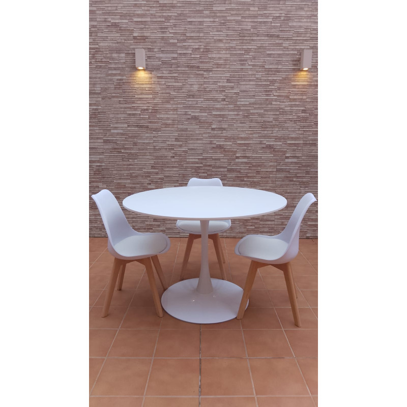 Cadira pata fusta i polipropilé